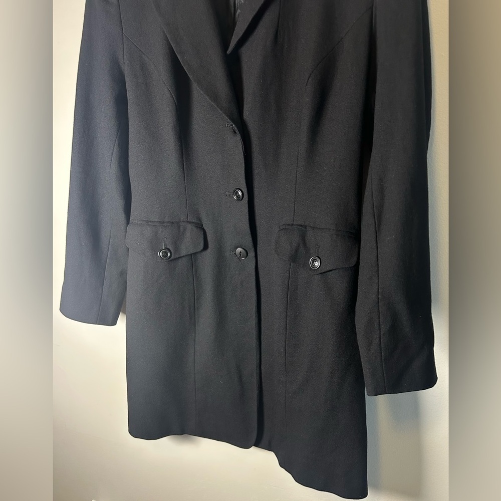 Hugo Buscati Womens 100% Wool Black Peacoat Winter 3 Button Size 10 Acetate - Picture 5 of 11